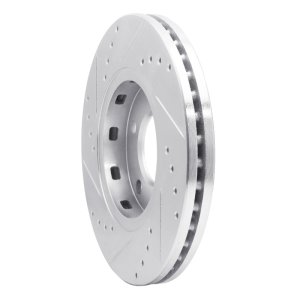 Chrysler Voyager Brake Rotor (1) - Front Right - R1 Concepts - Drilled & Slotted - Silver - `01-`07